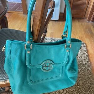 Tory Burch Turquoise Shoulder Bag with Gold Details